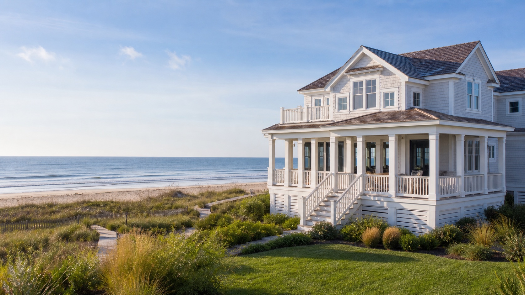 Elegant oceanfront home overlooking the beach and Atlantic water